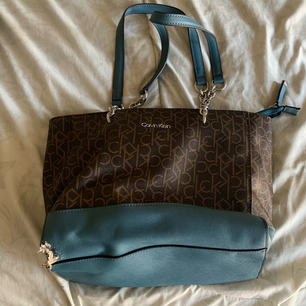 Calvin Klein Brown and Teal Women's Bag